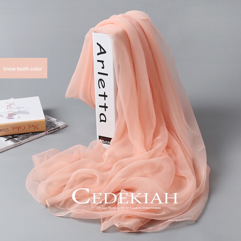 female Versatile Solid color Chiffon Oversized Spring, autumn and winter Silk scarf
