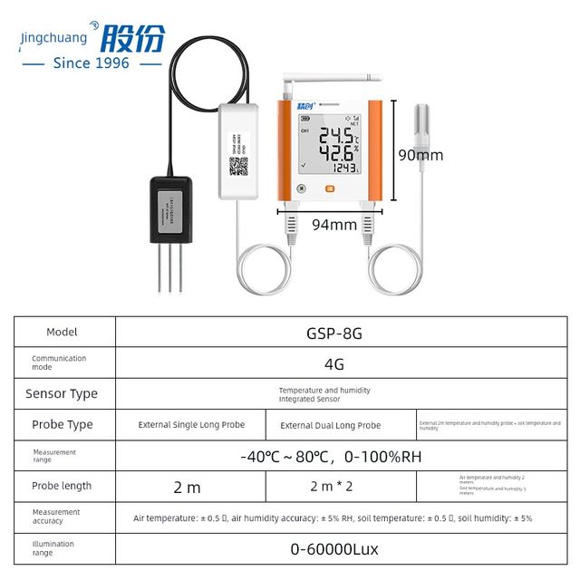 Jingchuang temperature and humidity recorder GSP-8G remote temperature and humidity meter alarm remote monitoring breeding greenhouse special