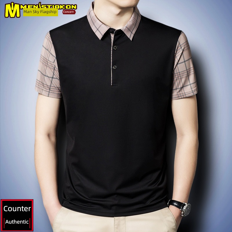 male tide summer Thin money middle age leisure time Short sleeve T-shirt