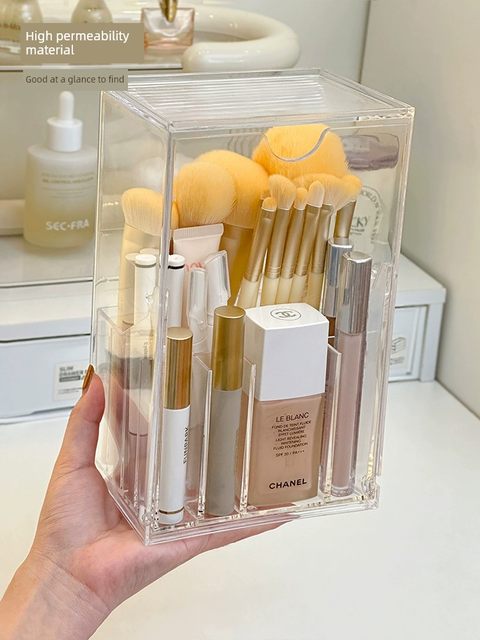 Makeup brush storage cylinder dustproof dressing table top cosmetics lipstick box eyebrow pencil eye shadow brush storage rack pencil