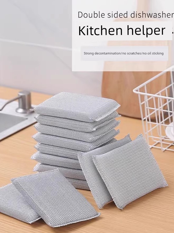 Double-Sided Sponge with Thickened Steel Wire, Magic Cleaning Tool for Washing Dishes, Household Scouring Pad, Cleaning Magic Kitchen Brush for Washing Dishes