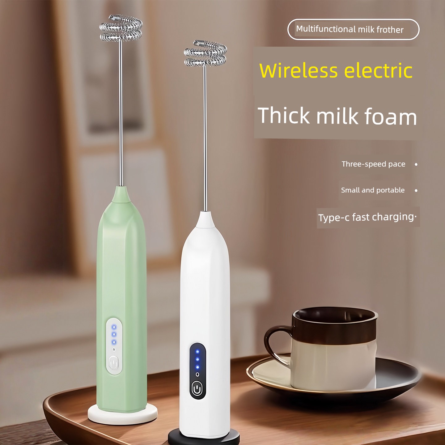 Milk Frother for Coffee, Household Small Electric Milk Creamer, Handheld Mixer