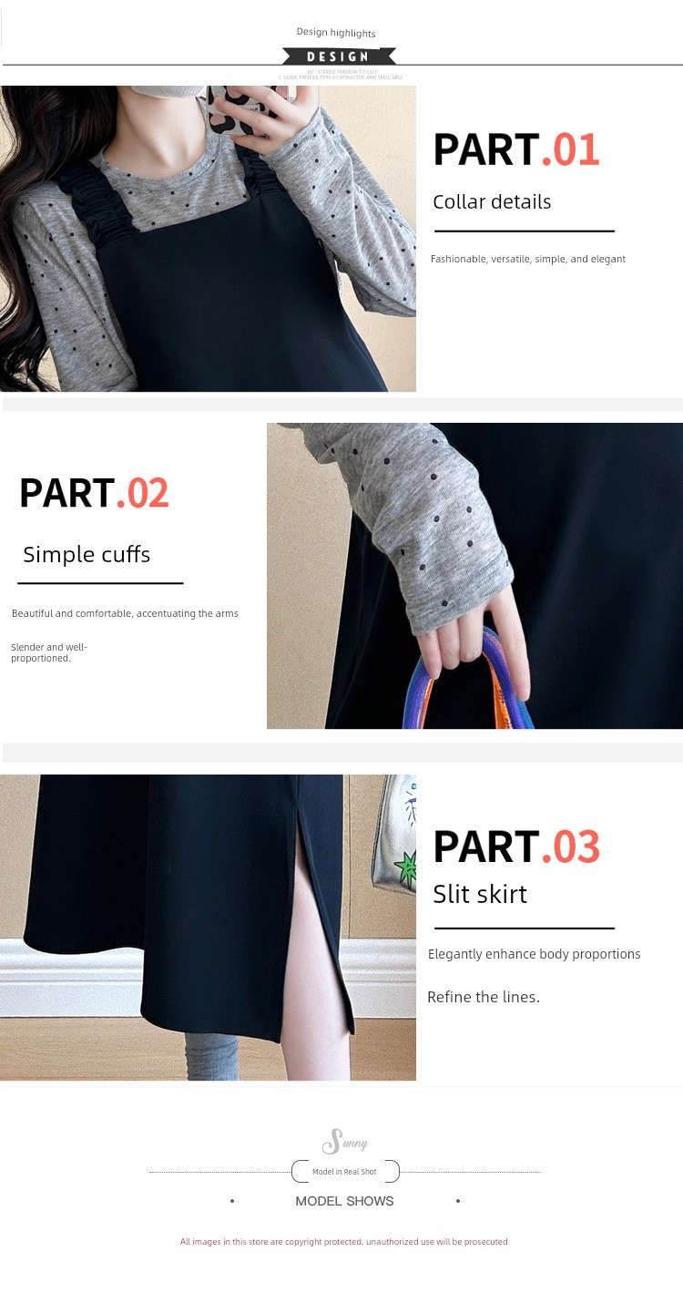 Maternity Set Autumn 2026 New Style Loose Plus-Size Suspender Skirt Polka Dot Top Maternity Dress Two-Piece Set — 5