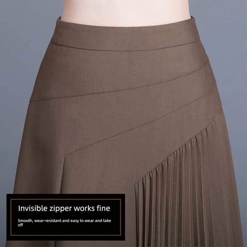 Irregular autumn Show thin High waist Medium and long term skirt