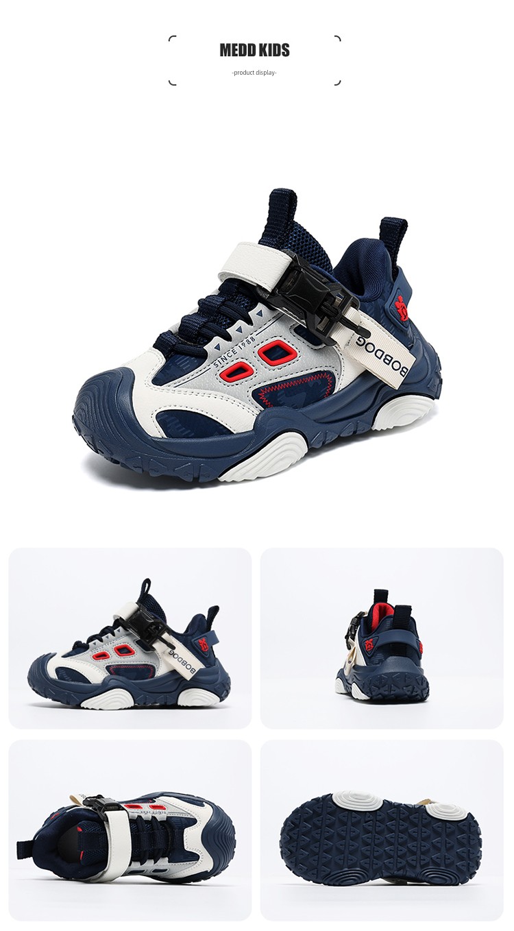 Babudou Boys' Trendy 2026 Winter New Waterproof Leather Children's Fleece-Lined Thickened Casual Sports Shoes — 19