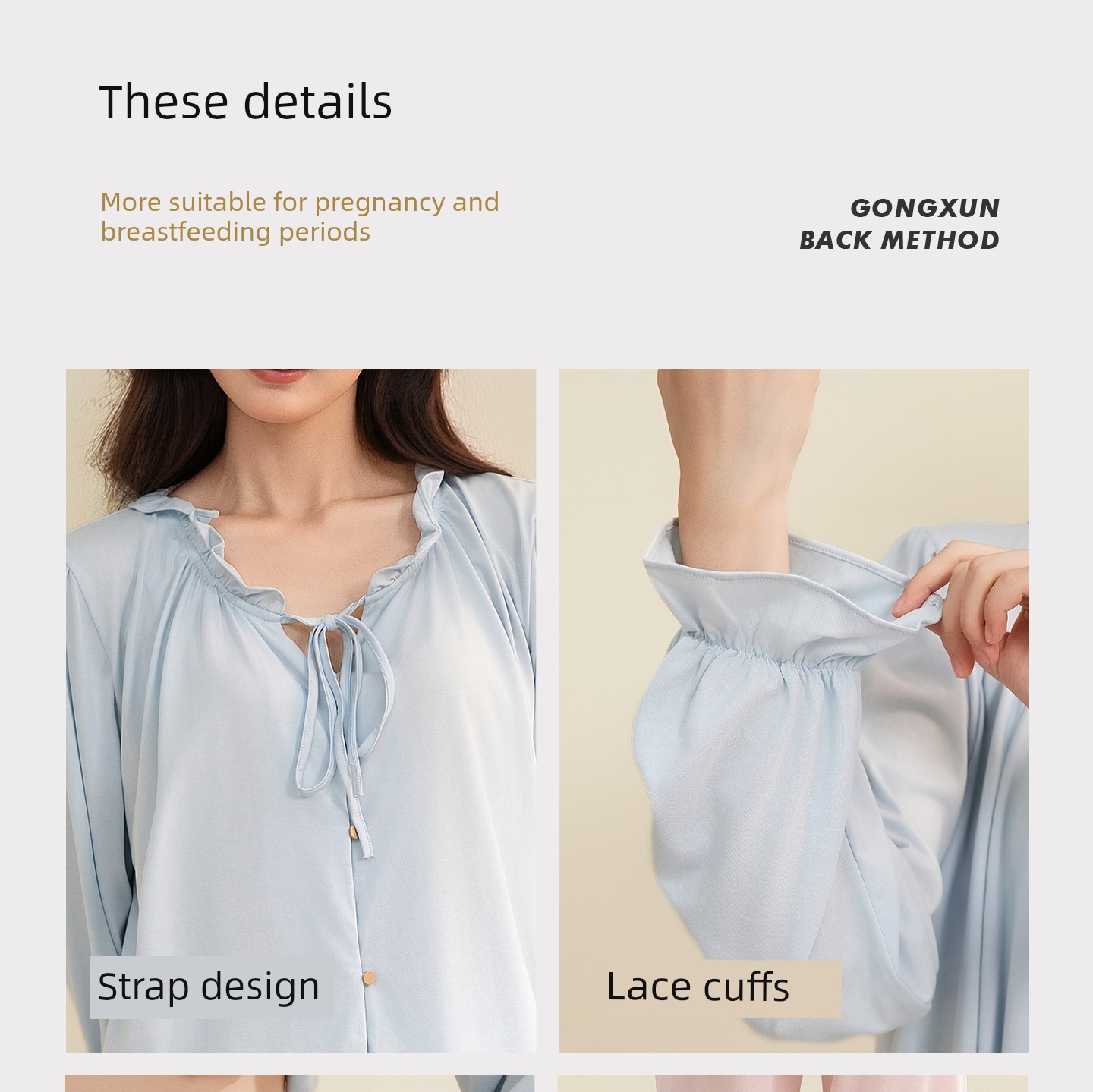 Gongxun Modal Postpartum Pajamas, Home Wear, Thin Style for All Seasons, Antibacterial Nursing and Breastfeeding Clothing Set for Pregnant Women — 33