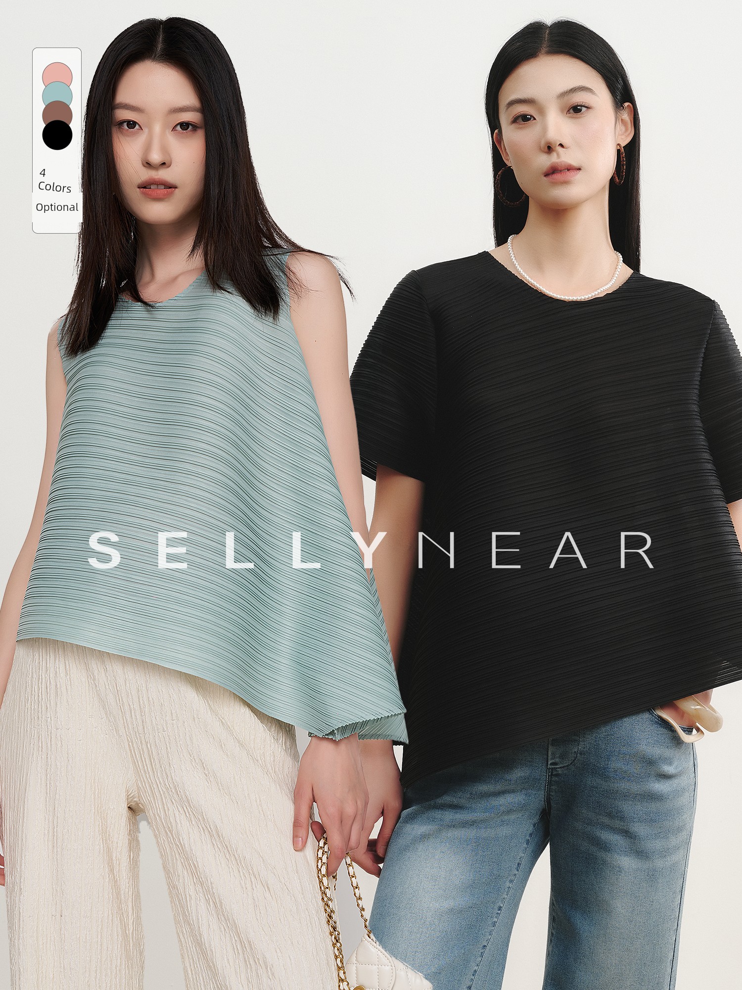Sellynear Maternity T-Shirt Summer New Fashion Loose Sleeveless Irregular Pleated Maternity Workwear Top