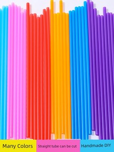 Disposable Colorful Plastic Straw Tower Model 100 Pieces Kindergarten Children's Handmade DIY Art Tubes 26cm