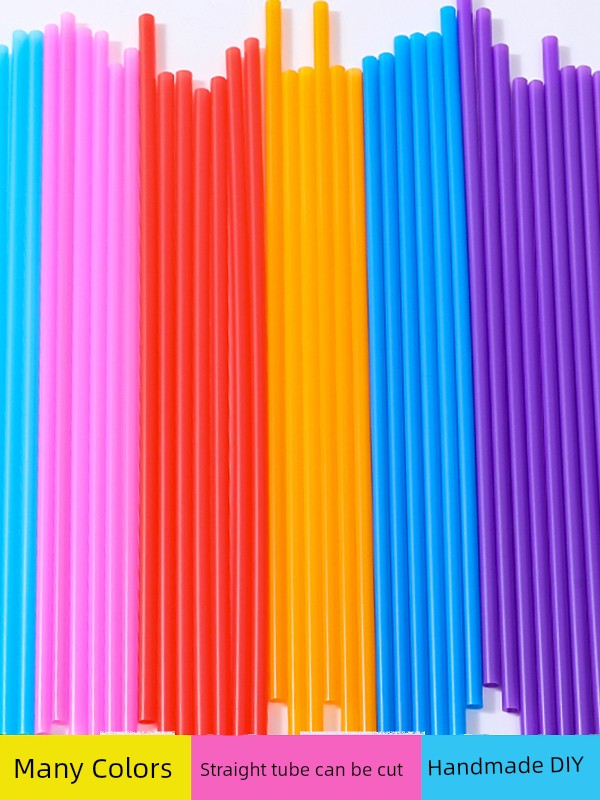Disposable Colorful Plastic Straw Tower Model 100 Pieces Kindergarten Children's Handmade DIY Art Tubes 26cm