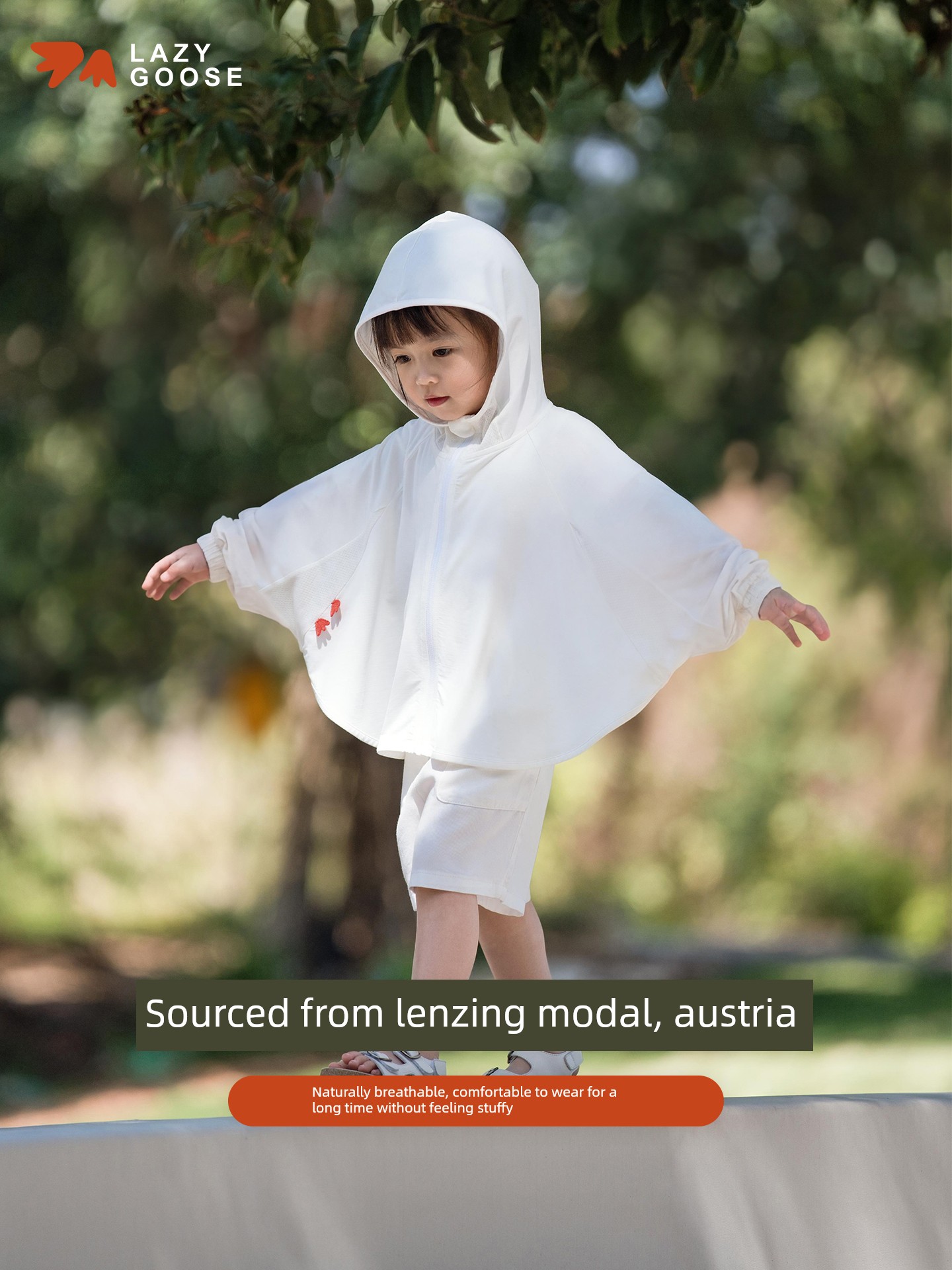 Lazy Goose Baby Mulberry Silk Sun Protection Cloak-Style Outdoor Sunscreen Clothing Spring and Summer Cool Feeling Toddler Jacket Lightweight and Breathable — 4