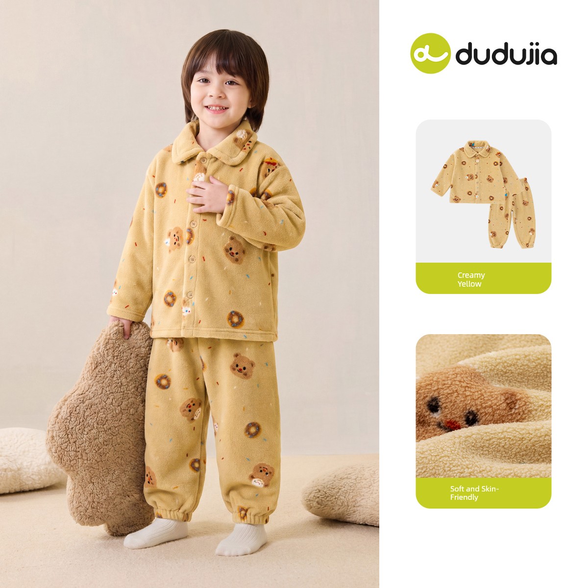 Dudu's Boys' Autumn Clothing Set, Children's Pajamas, Autumn Girls' Pure Cotton Underwear Set, Baby Warm Clothing for Young Children — 6
