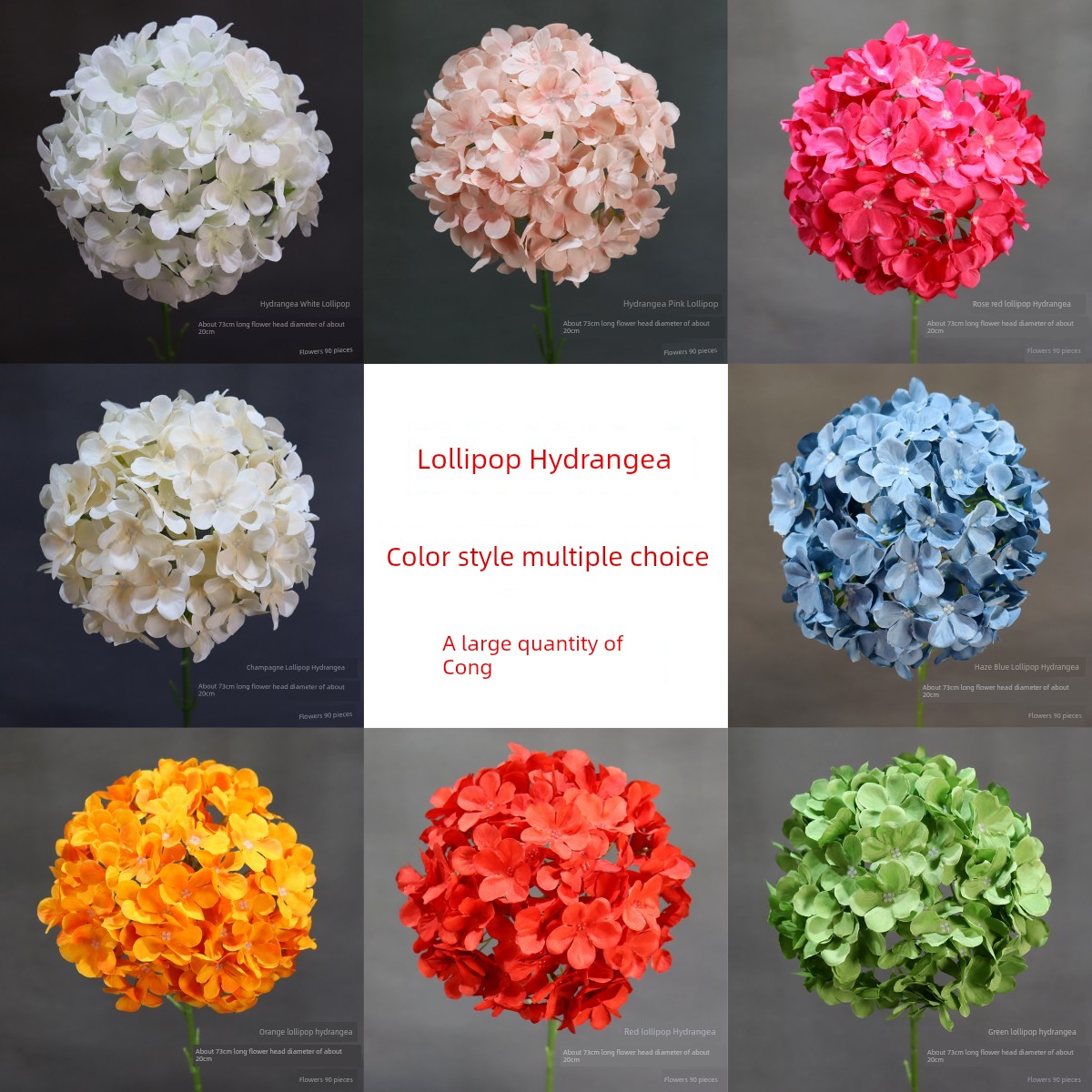 Artificial Flower Lollipop Hydrangea Single Hydrangea Fake Flower for Wedding Road Lead Flower Arrangement Wedding Place Decorative Flowers Waterfall Flower
