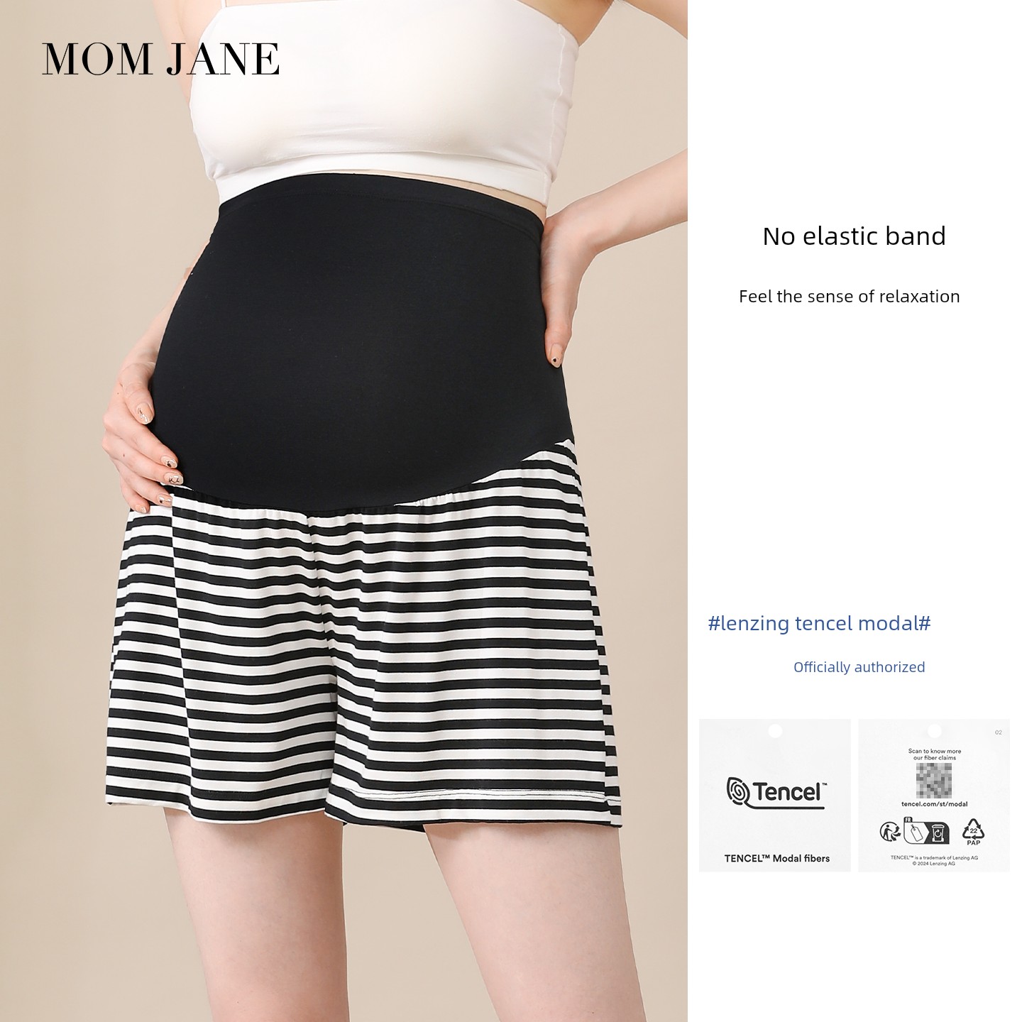 Fashion Tape Thin Modal Plus Size Shorts for Pregnant Women — 5