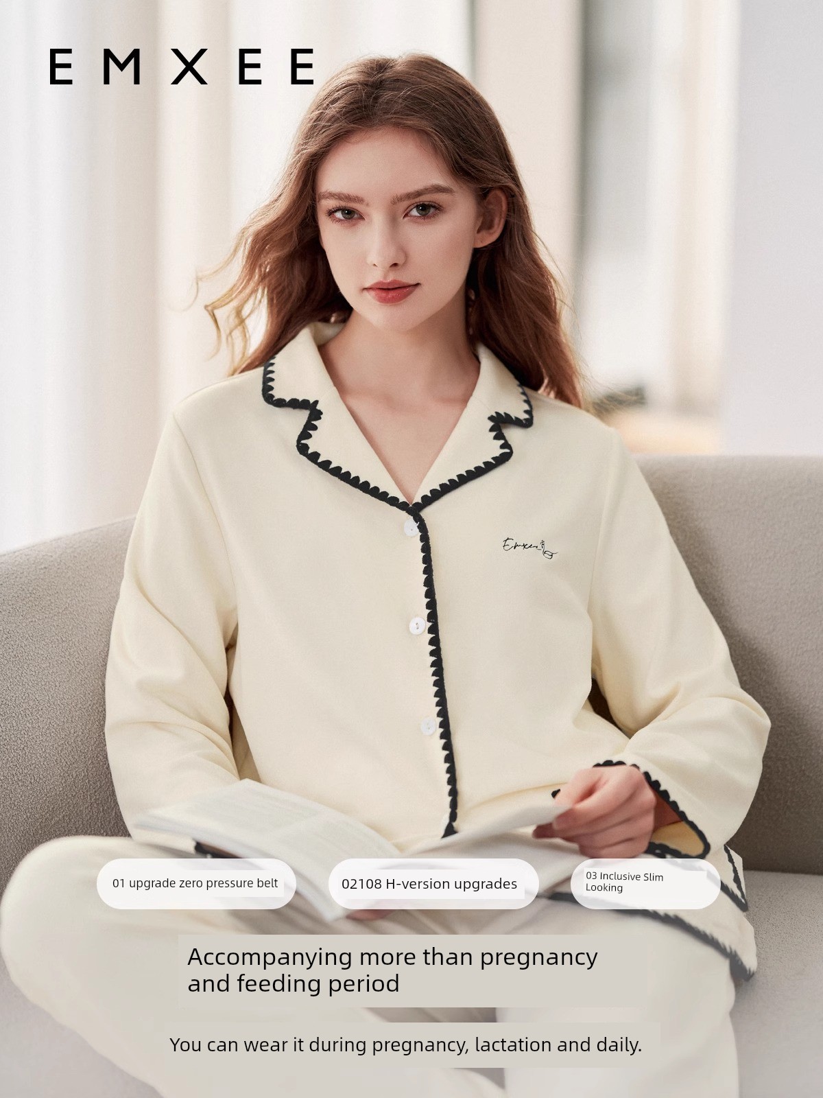 Manxi Maternity Pajamas Autumn/Winter Volcanic Flannel Pure Cotton Sleepwear Warm Nursing Homewear Set for Postpartum Women — 4