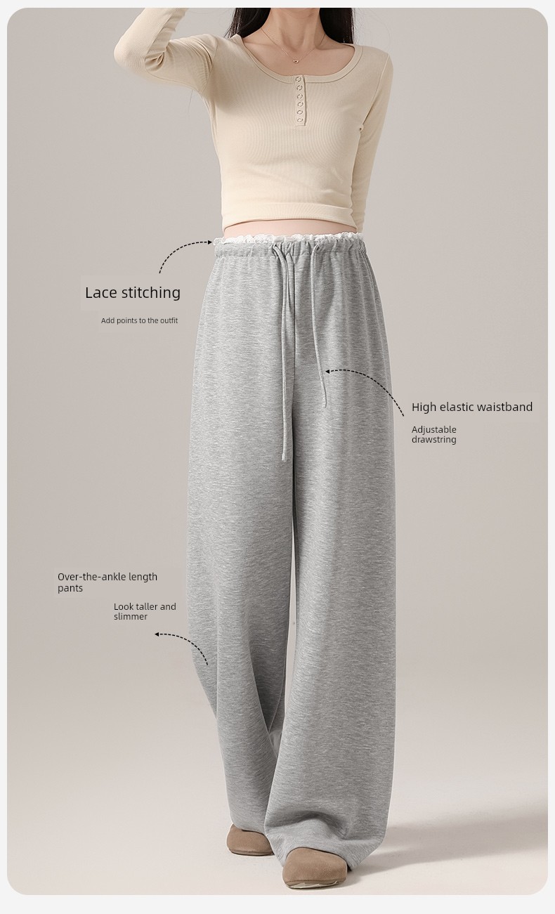 Maternity Pants for Spring and Autumn, Thin Style for Outerwear, 2026 New Model, Non-Tight on the Belly, Petite Size, Lace Drawstring Wide-Leg Pants, — 2