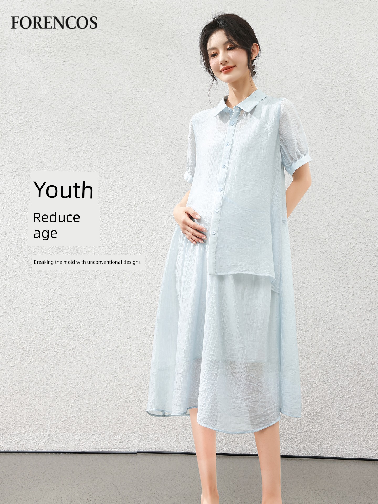 Forencos Maternity Dress 2026 New Loose Tencel Dress Summer Thin Mid-Length Dress Elegant Outfit — 4