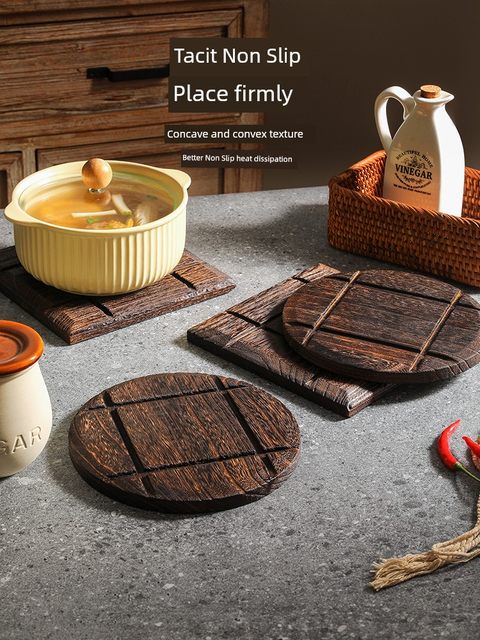 Solid wood insulation pad casserole anti-scalding special table pad thickened large wooden dining table pad anti-scalding high-temperature water coaster pad