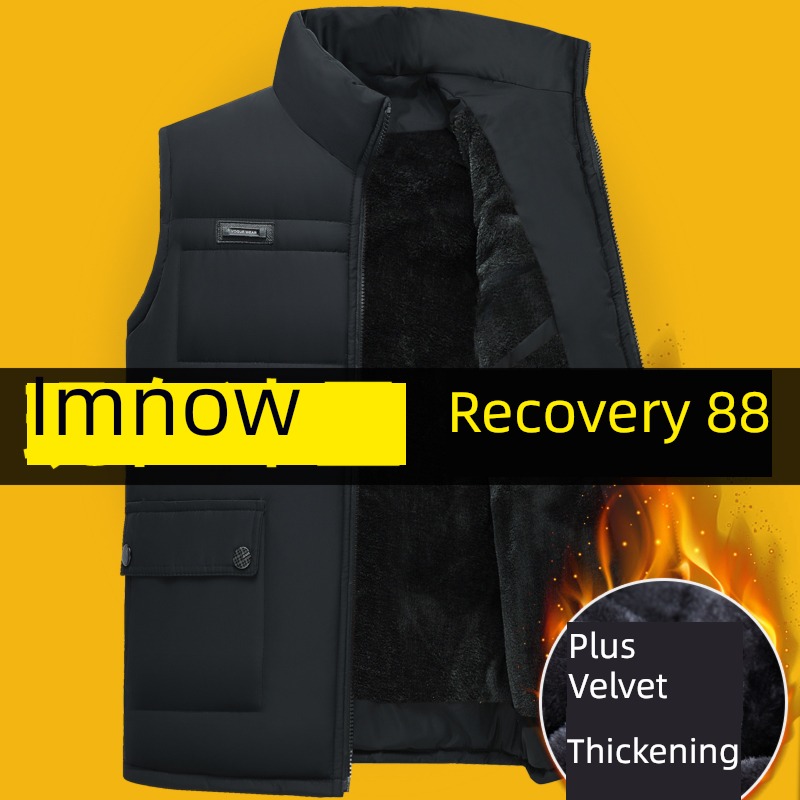 Plush thickening Cotton vest Middle aged man Autumn and winter clothes