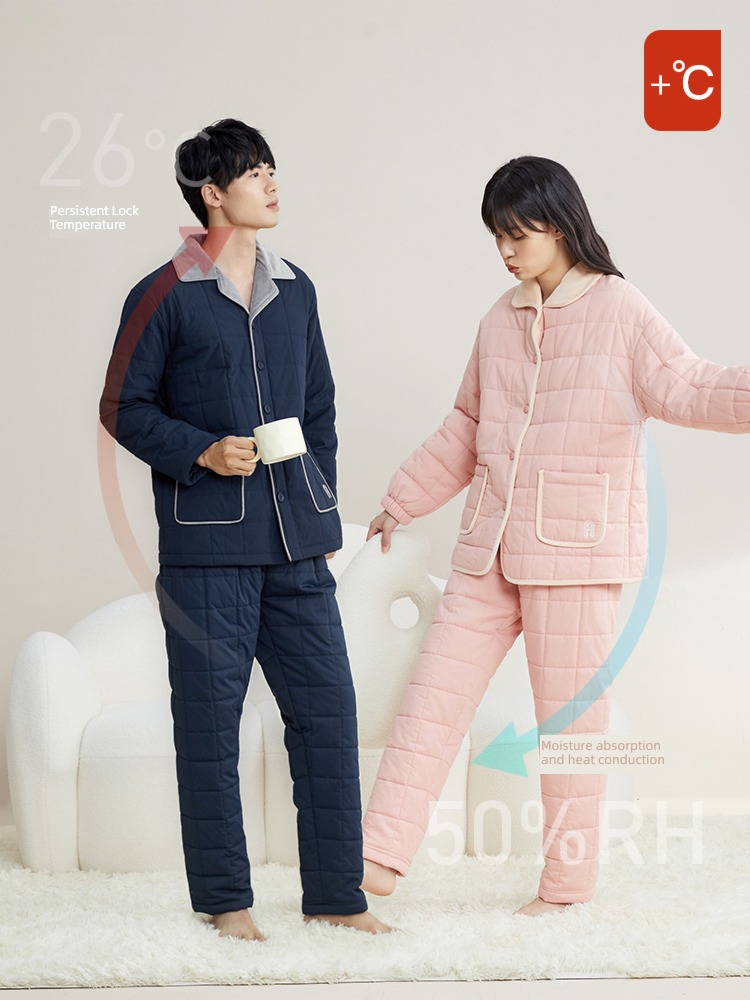 Autumn deer three layers thickening Cotton clip lovers Men's style pajamas