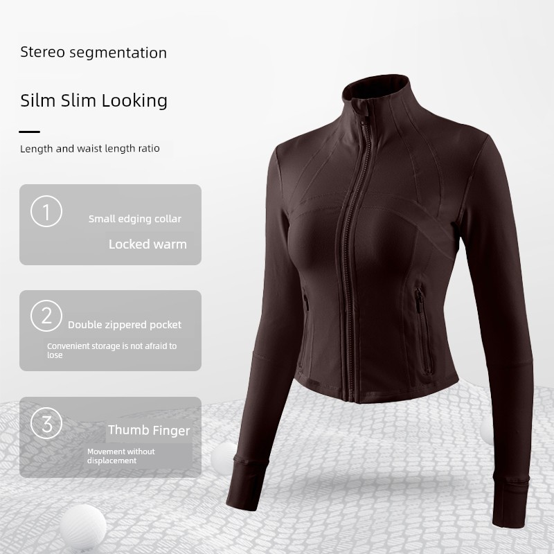 MLD Sports Outwear Women's Spring Stand Collar Zipper Slim Fit Slim Looking Long Sleeve Yoga Wear Running Training Workout Top