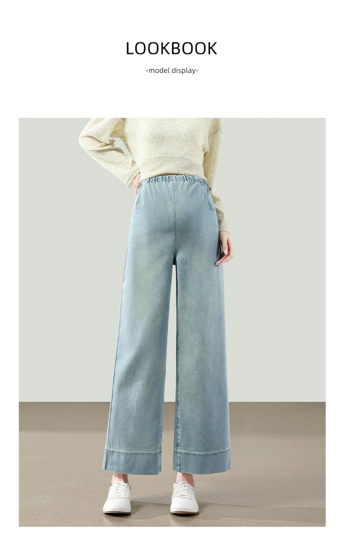 Maternity Denim Wide-Leg Pants for Spring and Autumn, Cropped Length for Petite Women, Summer Thin Style, Non-Tightening on the Belly, Straight-Leg Pants — 13