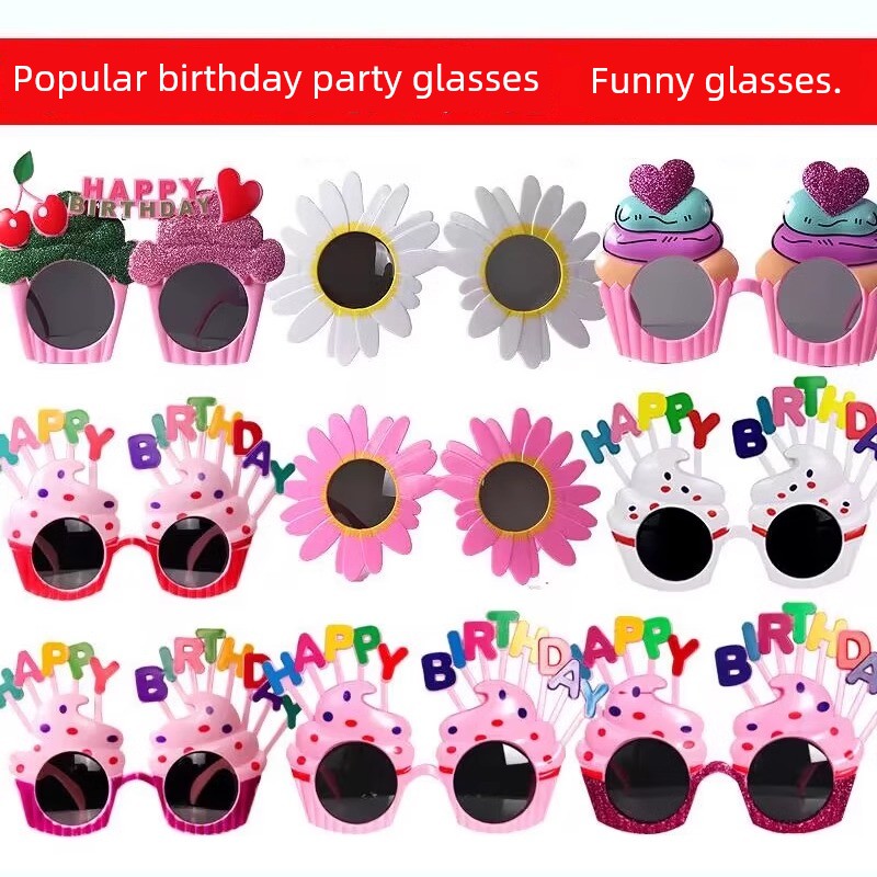 Birthday Funny Glasses Creative Kids Happy Party Photo Props Cake Decoration Birthday Hat Hairband Decoration
