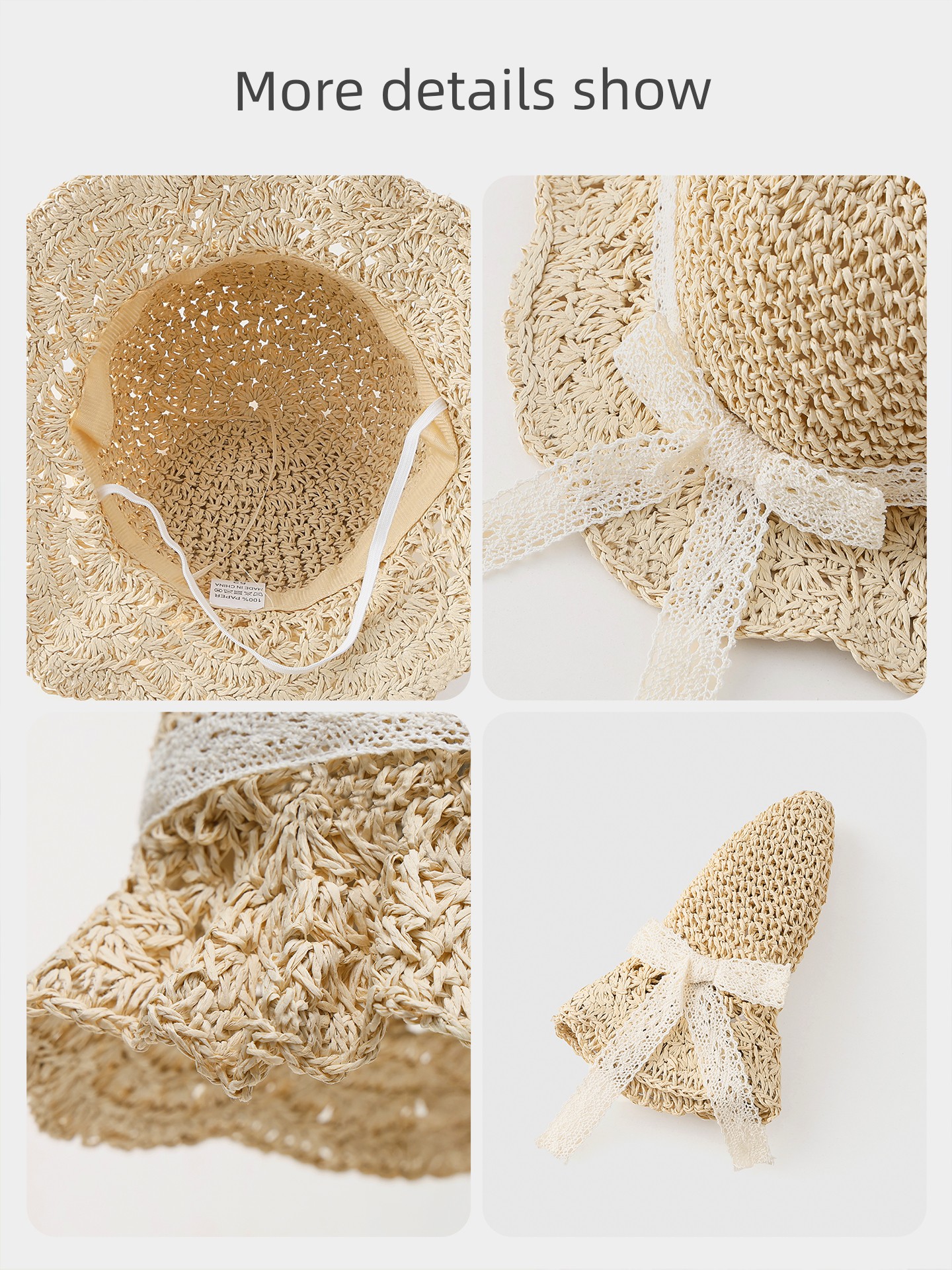 Girls' Straw Hats, Kidsren's Sun Protection Hats, Summer Baby Hats, Baby Sun Hats, Lace Woven Hats, Girls' Sun Hats — 5