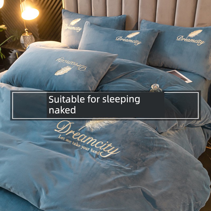 Thickened Milk Fiber Winter Bed Sheet Duvet Cover Four-Piece Set