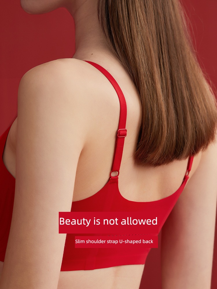 Wireless  marry gift bride underpants Bras Red bean