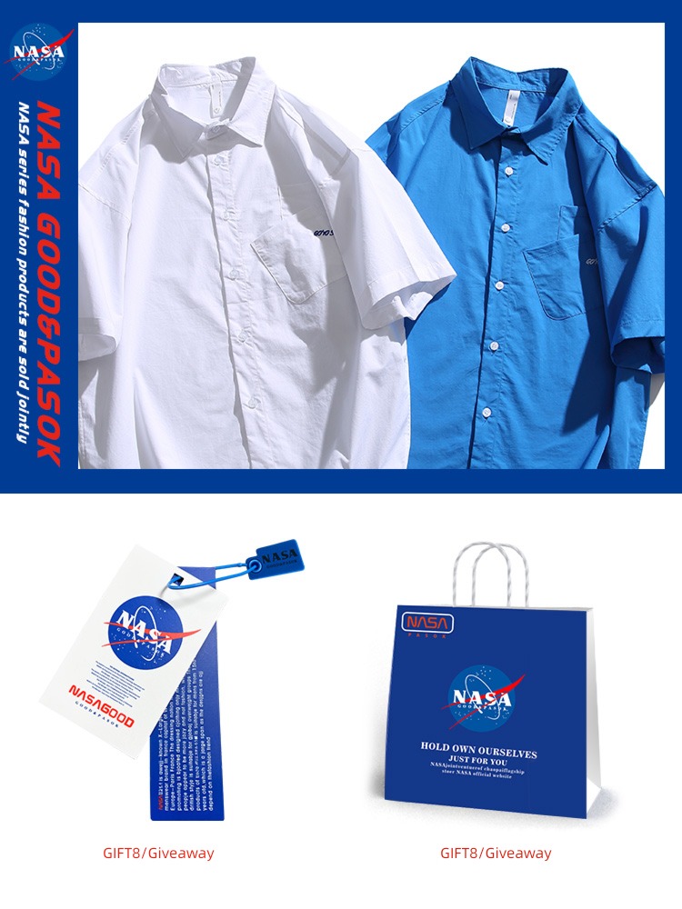 like a breath of fresh air nasa jointly Short sleeve white man shirt