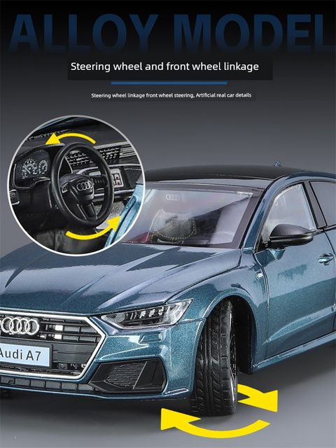 New large Audi A7 alloy car model steering shock absorbing simulation car model collection ornament boy toy car