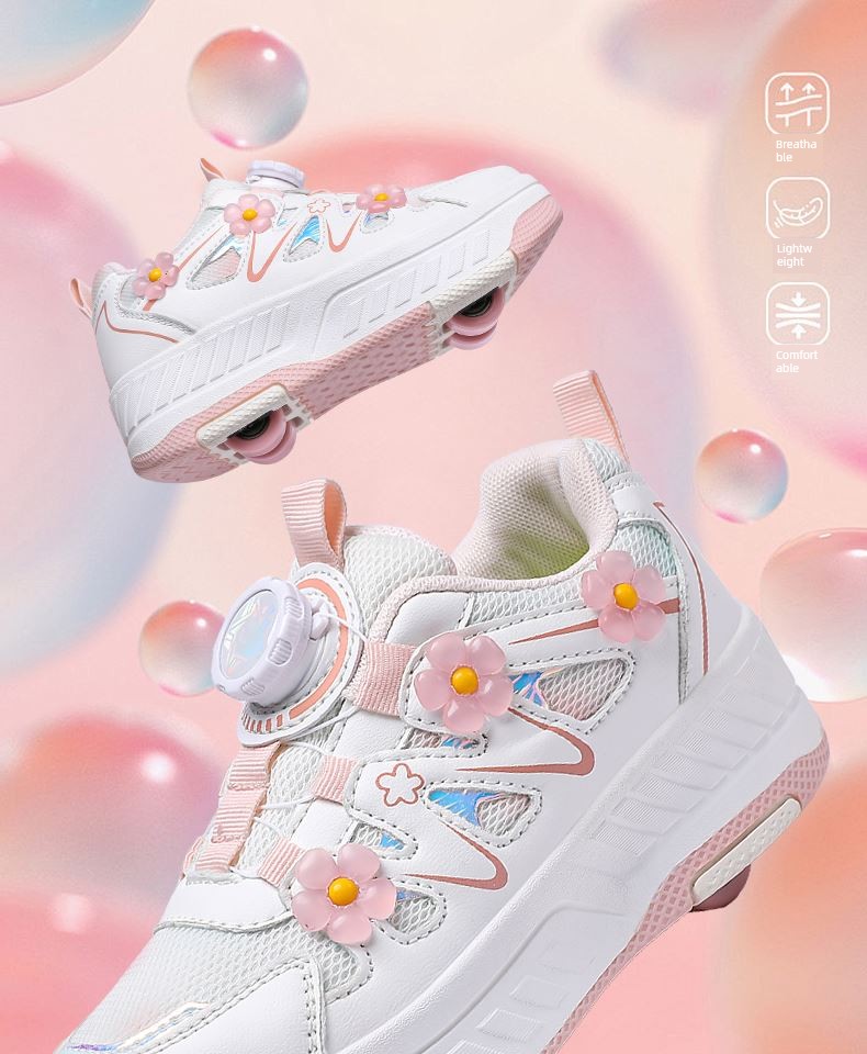 Girls' Four-Wheel Invisible Roller Shoes with Detachable Wheels for Children, Suitable for Primary School Students, Skate and Roller Skating Shoes — 2