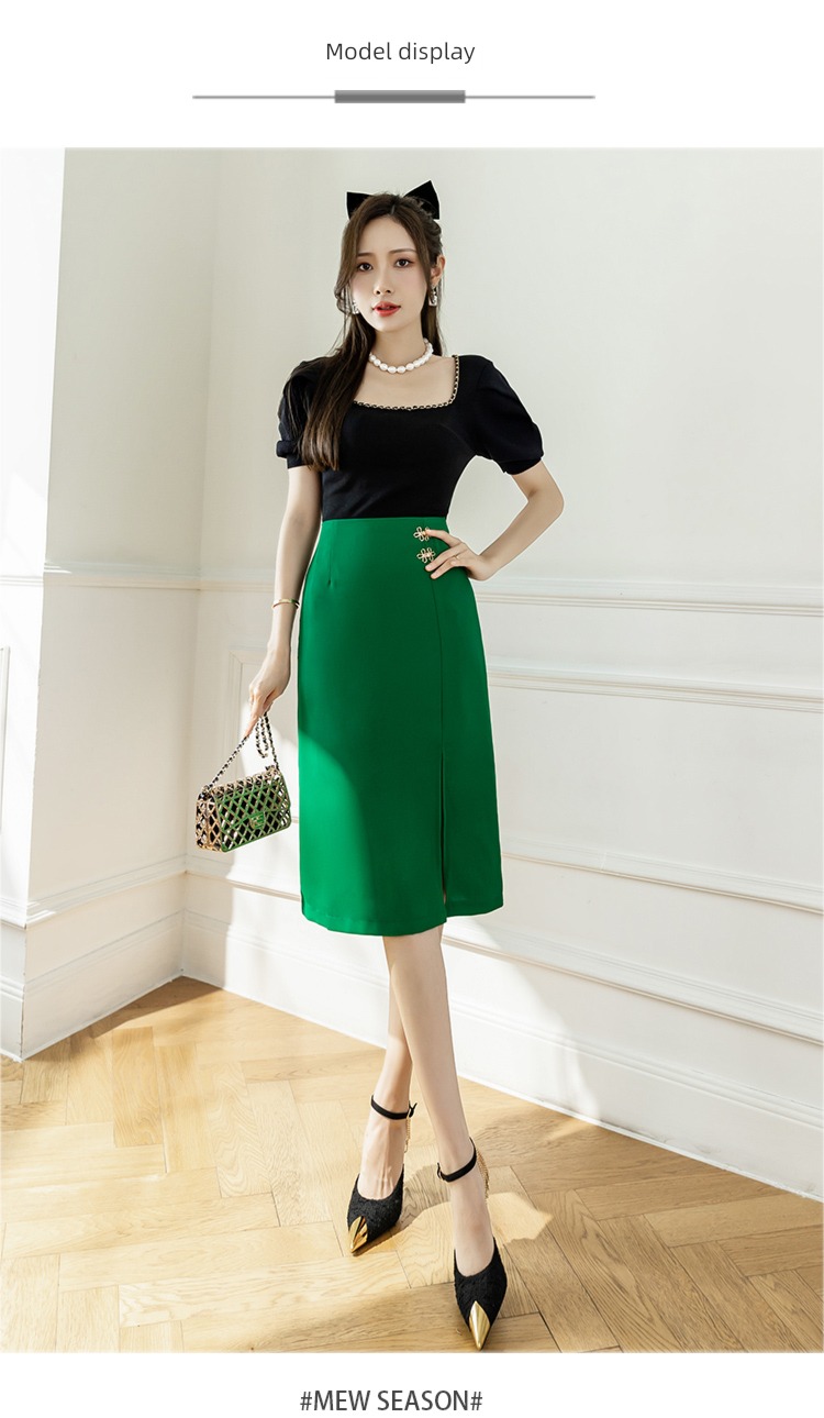 Medium and long term A word Irregular Fork One pace skirt suit