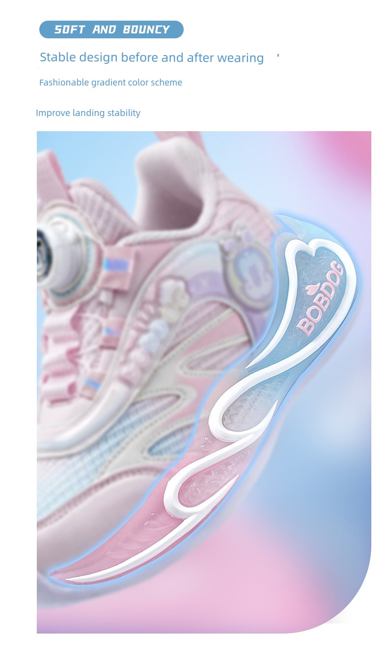 Babudou Girls' Shoes Sneakers 2026 Spring & Fall New Style Breathable Mesh Rotating Buckle Girls' Kidsren's Running Shoes — 5