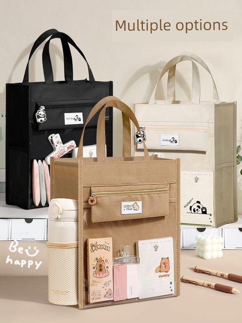 Kapibala Tutorial Bag Handbag Carrying Book Bag Special Oxford Cloth File Bag Homework Storage Tutorial Bag Information Canvas Bag Test Paper Study Bag Junior High School Boys Girls Children