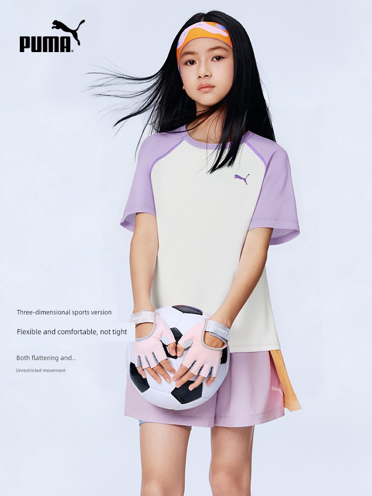 Puma Children's Clothing New Style Kidsren's Short-Sleeved T-Shirt Mesh Comfortable Breathable Quick-Drying Round Neck Sports T-Shirt — 2