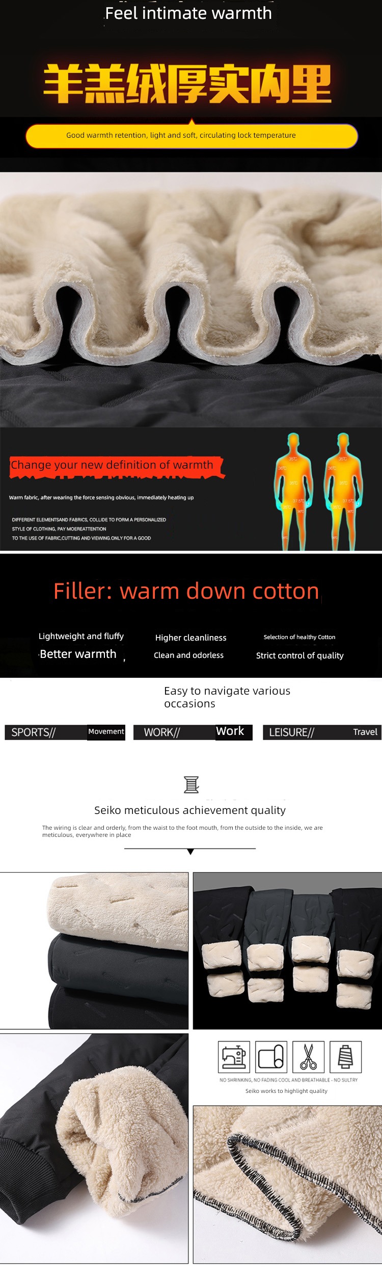keep warm Plush thickening waterproof leisure time motion trousers