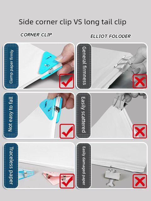 Zhiyuan triangle folder folder corner folder multi-function storage and sorting data clip pull rod transparent test paper folder stationery paper clip book clip bill clip long tail clip hand account clip