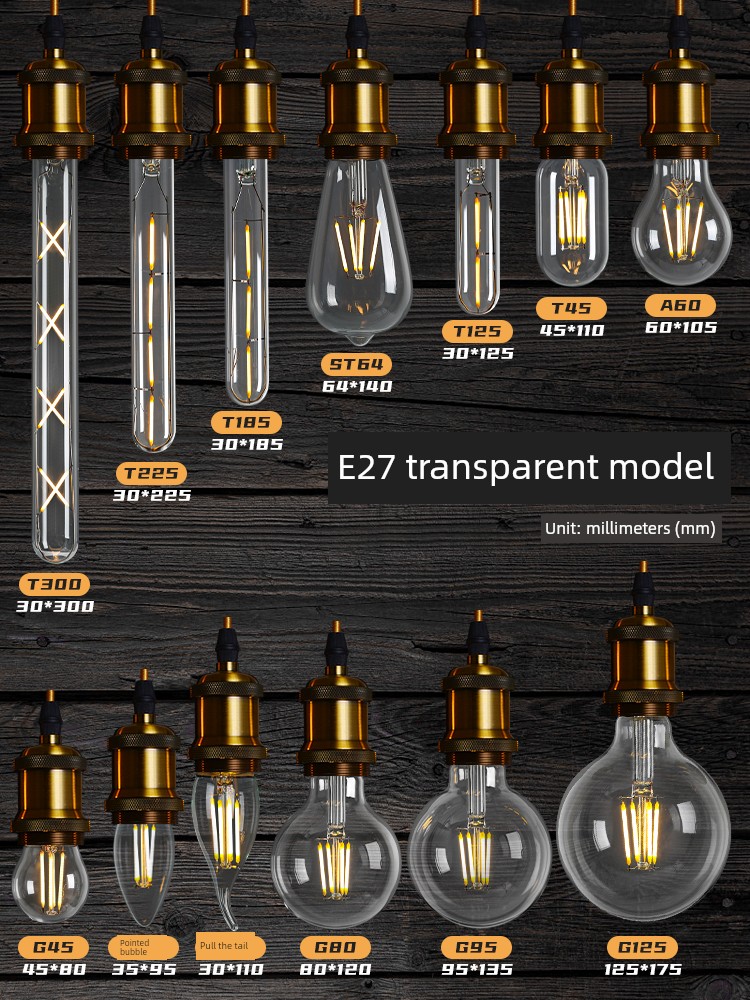 Edison Led Bulb E27 Large Screw Base Dragon Ball Bulb Retro Imitation Tungsten Filament Lamp Eye Protection Warm White Yellow Light Energy Saving 1 Watt