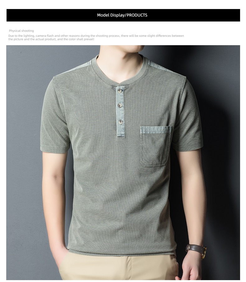 hyz  Middle aged man Real pocket Short sleeve T-shirt
