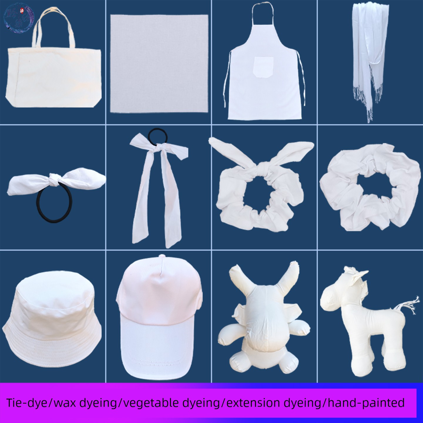 Tie-Dyed Fabric Pure Cotton Hand Towel White Fabric Kindergarten Kids Handkerchief Socks Canvas Bag Handicraft DIY Material