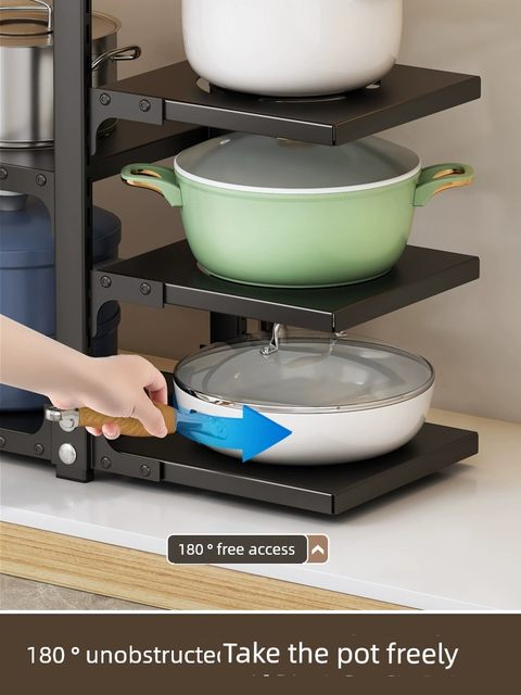 Lower sink pot storage rack kitchen storage rack layered household countertop multi-function double-sided pot rack cooking preparation tool