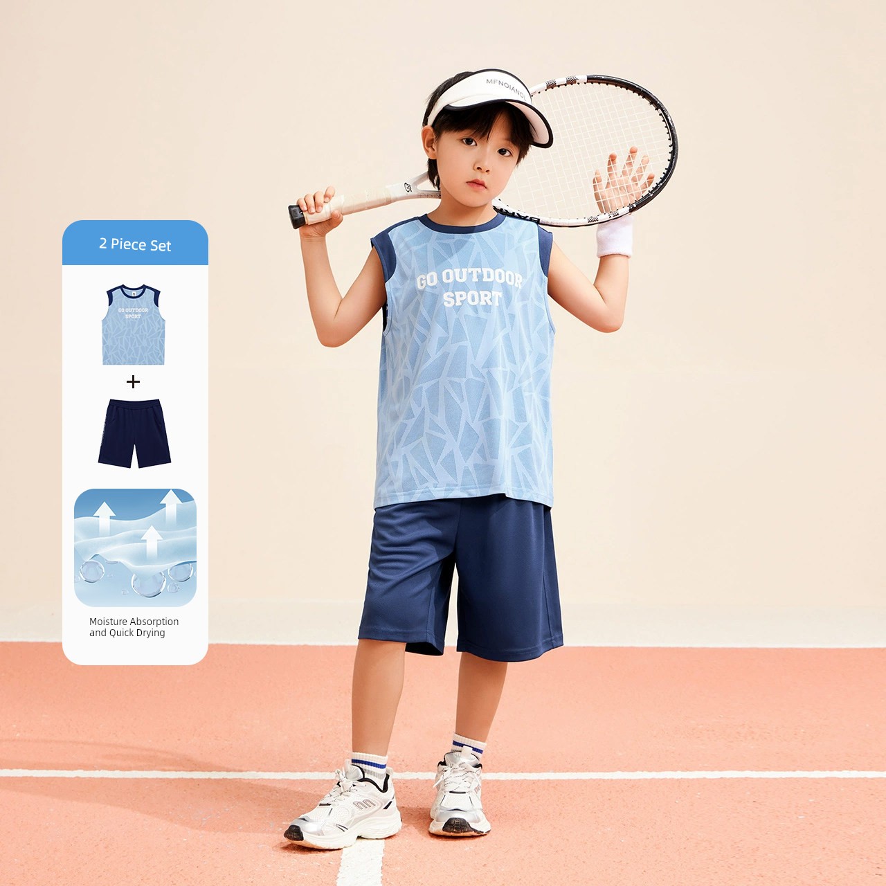 Zuoxi Children's Clothing Boys' Quick-Dry Set Children's Sports Vest and Shorts Two-Piece Mesh Summer Outfit 2026 New Trendy Style — 2