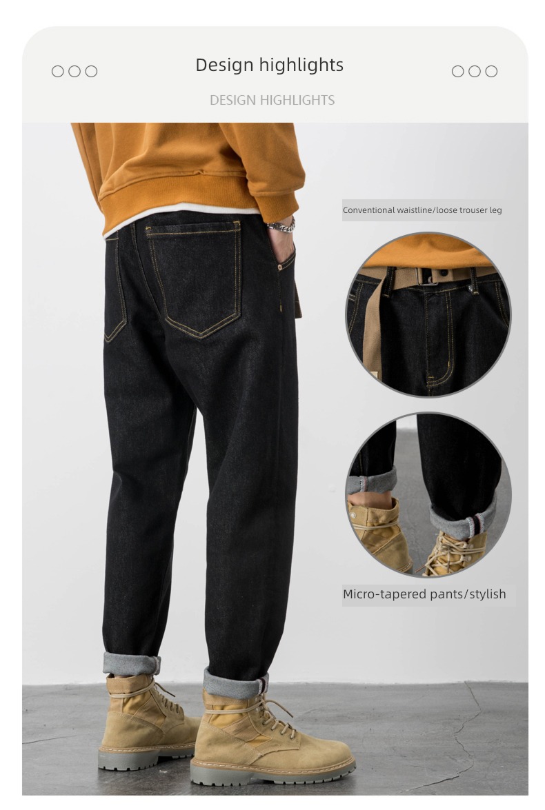 black Chaopai Big size Plush thickening autumn trousers