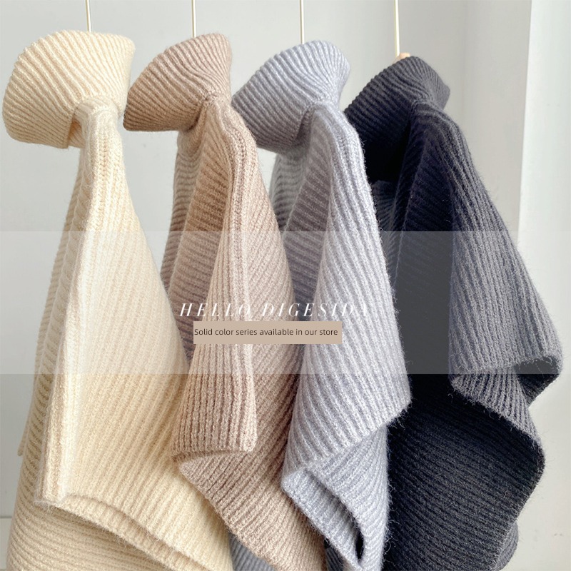 Autumn and winter Irregular Round neck knitting sweater Fork Shawl