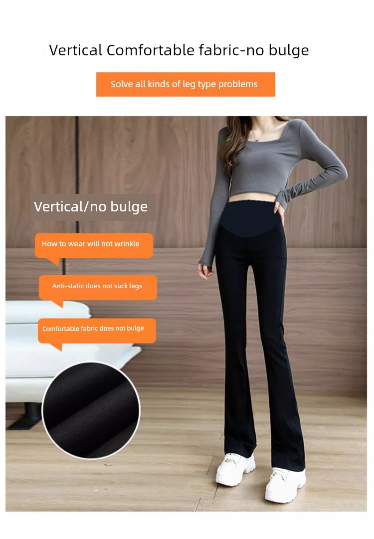 Spring and Autumn Elastic Slimming and Velvet Padded Black Pregnant Women's Pants — 4