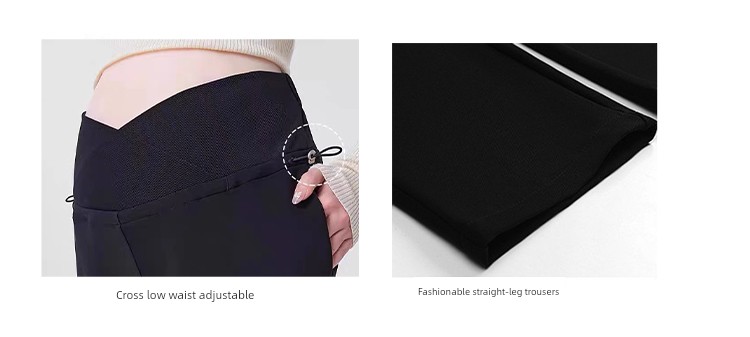 Maternity Pants for Autumn, Black Straight-Leg Pants for Outdoor Wear, 2026 New Style, Low-Waist, Non-Tight on the Belly, Summer Wide-Leg Pants, Autumn — 12