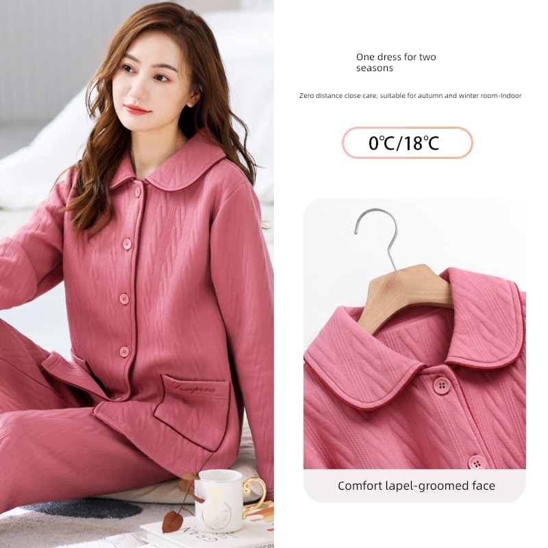 MiiOW  female Spring and Autumn thickening Cotton keep warm pajamas