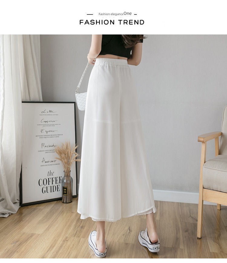fashion fold High waist Sagging sensation Thin money Nine points Wide leg pants