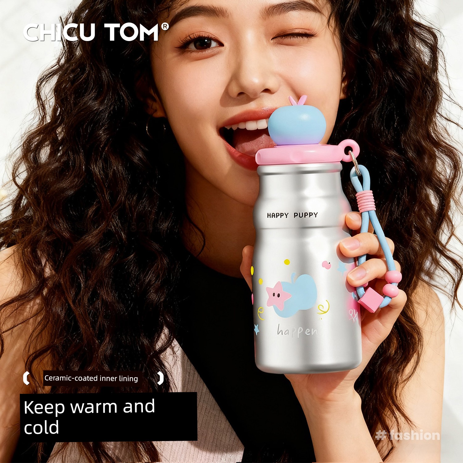Qigutang Insulated Straw Cup for Women, High-Value 2026 New Model Ceramic Coffee Cup, Portable Travel Small Water Cup